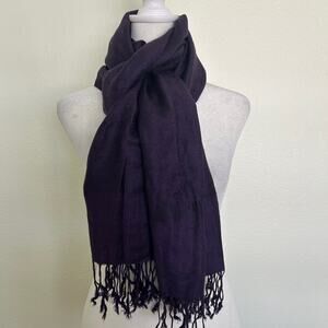 Pashmina Scarf Shawl Silk Blend Purple Tassel Hem Winter Accessories